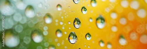 Macro close up of colorful water droplets on wet surface  abstract background texture
