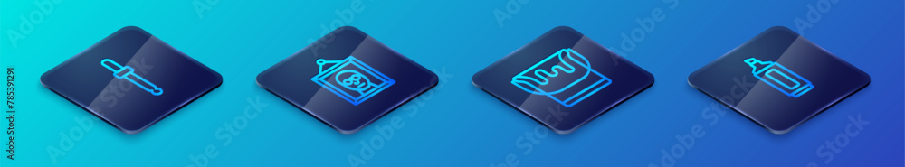 Set Isometric line Paint bucket, Eyedropper color picker palette, Marker pen and Picture icon. Vector Set Isometric line Paint bucket, Eyedropper color picker palette, Marker pen and Picture icon. Vector