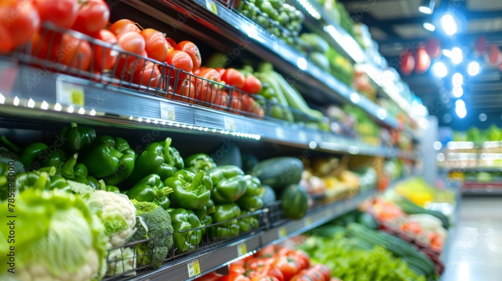 Fresh produce overflow: a vibrant grocery store display Fresh produce overflow: a vibrant grocery store display