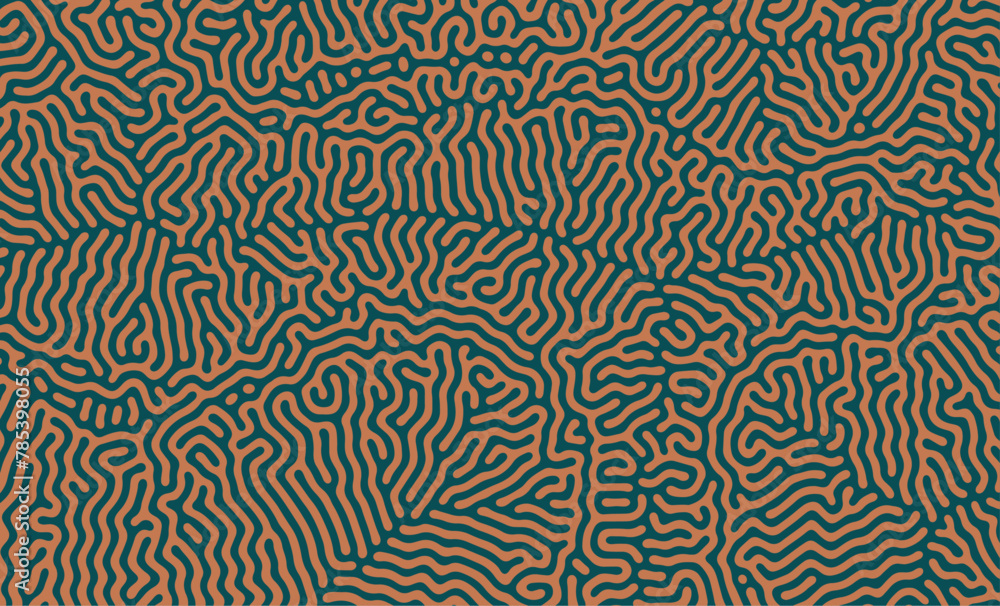 Elegant green and orange turing lines organic shape patterns background design