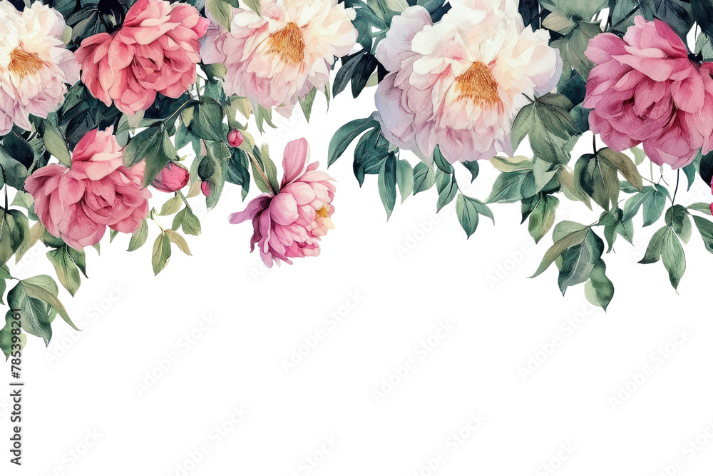 PNG  Peony flowers nature painting pattern