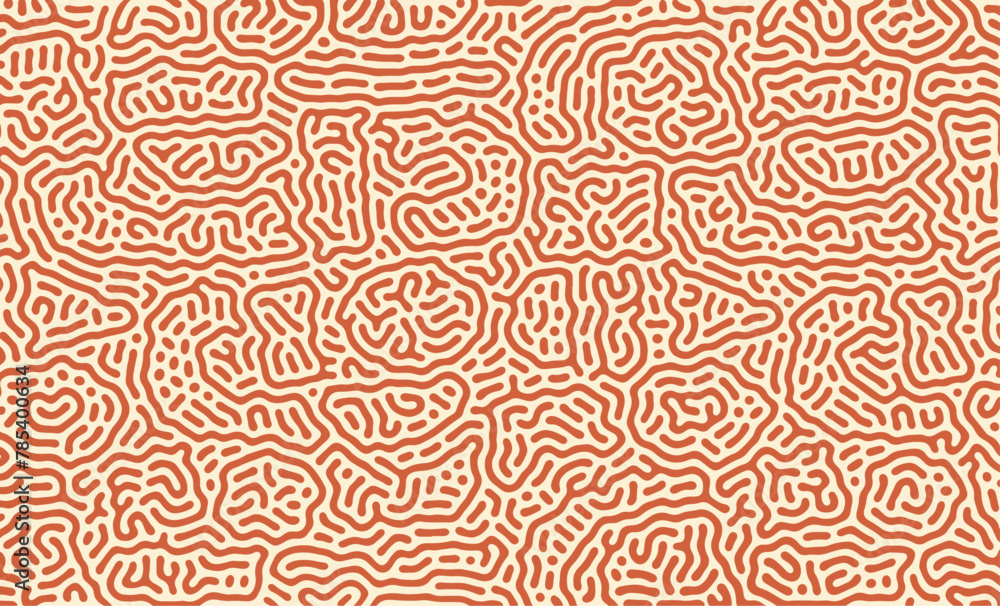 Fototapeta premium Orange turing lines organic shape patterns background design