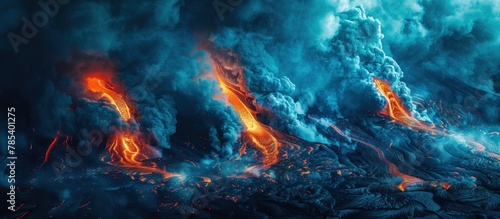 A vast quantity of lava spewing high into the air, creating a dramatic and powerful sight.