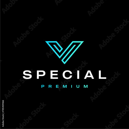 tech V letter chip electrical circuit digital logo vector icon	
