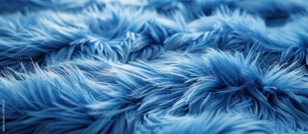 Detailed view of a fluffy blue fur texture, showcasing the softness and intricate patterns of the fabric up close. Detailed view of a fluffy blue fur texture, showcasing the softness and intricate patterns of the fabric up close.