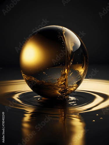 Magic golden ball in water