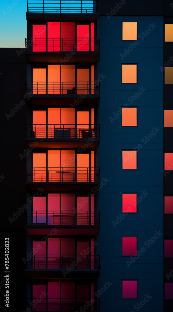 Windows of a building in sunset. Windows of a building in sunset.