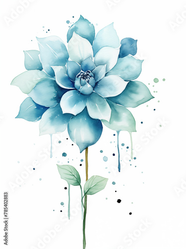 Flower background. Blue color on white.