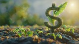 The dollar sign emerges from the seedling and grows into a healthy tree. It symbolizes the potential for financial growth.