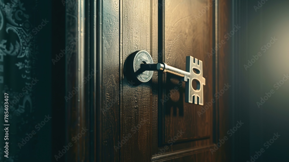 a dollar sign depicted as a key unlocking a door to opportunity and wealth, symbolizing the potential for financial growth and success through wise financial decisions