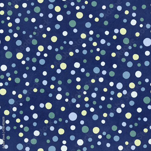 Deep blue polka dots seamless pattern. Kids modern spots. Geometric pattern. (ID: 785403608)