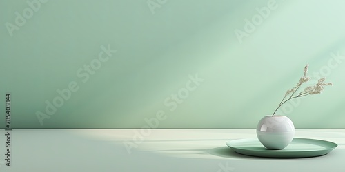 Photo of a modern minimal abstract background  an empty table top in a light color with a soft shadow and copy space for product display presentation
