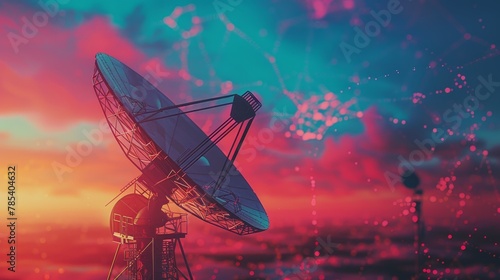 Technology and Communication: An image of a satellite dish pointing towards the sky