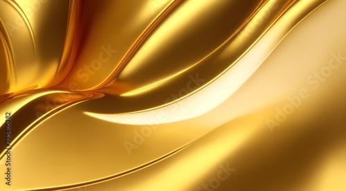 Abstract golden background with waves. Golden waves texture banner. Shiny gold background.