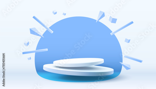 White scene mega sale, danger podium banner, victory room pedestal. Vector illustration