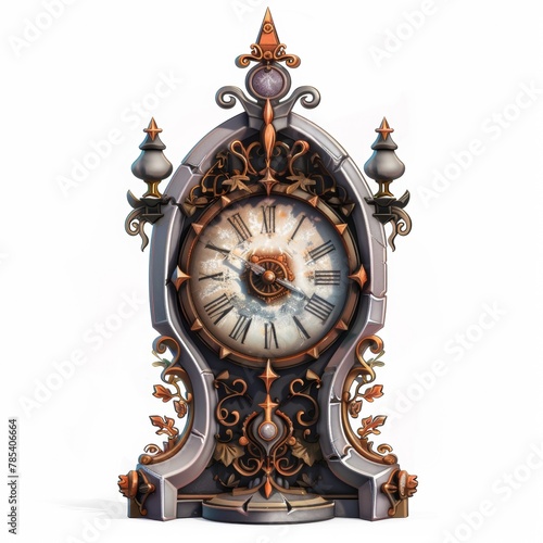  2D video game asset, Clock. Single object, white background