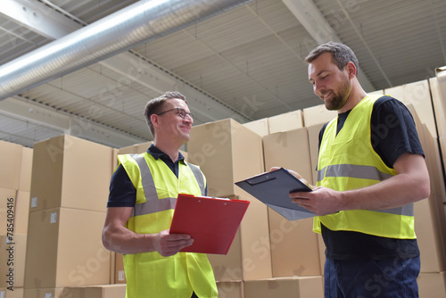 Worker in a warehouse in the logistics sector - transport and processing of orders in trade