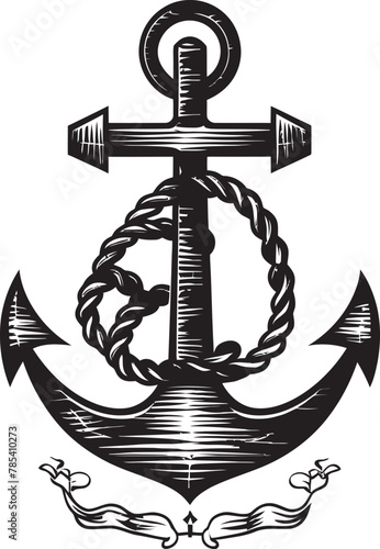 Sailor Anchor Vector Illustration with Rope Border