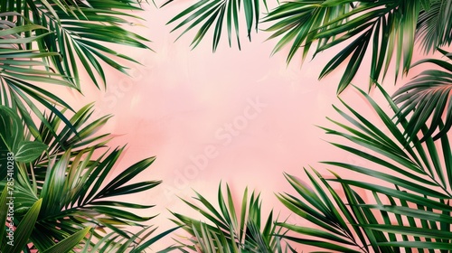 Lush palm frond display  capturing the essence of exotic landscapes or tranquil green spaces.