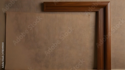 Wooden Picture Frame on canvas Background .Generative AI