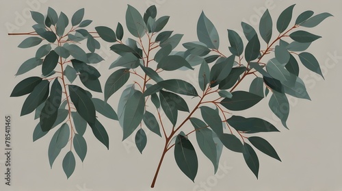 Set branches with leaves eucalyptus Vector illustration .Generative AI