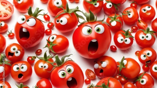Tomato character with surprised expression on white background. 3d illustration © Olya Ivanova