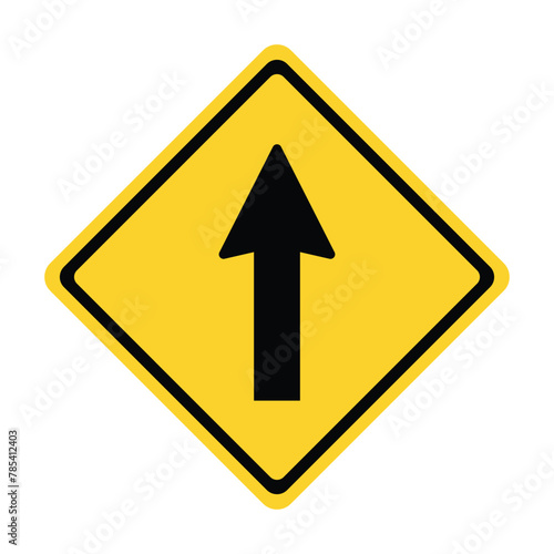 direction go straight ahead yellow road sign