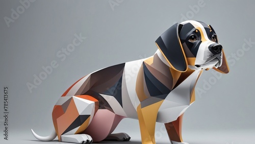 3d abstract wallpaper of a dog, grey background