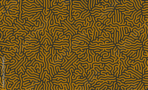 Black and Orange turing lines organic shape patterns background design