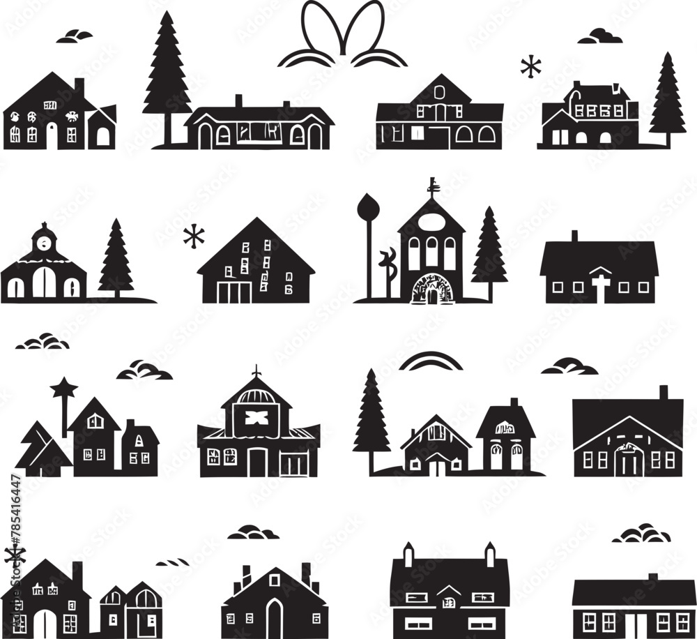 Countryside Chronicles Small Village Vector Art