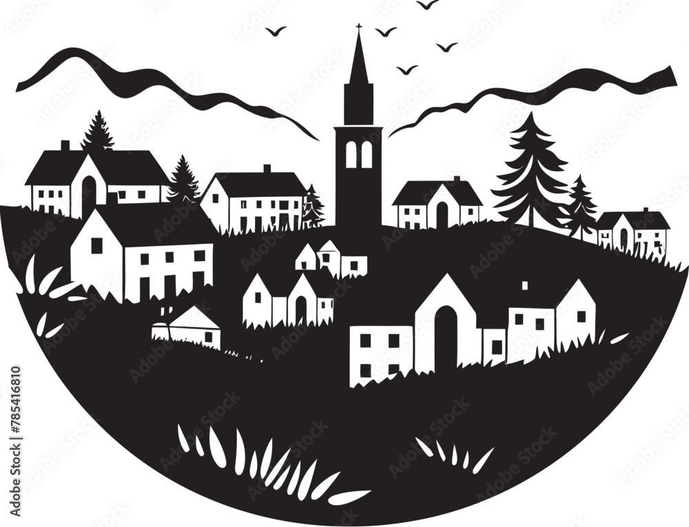 Dreamy Retreat Illustrated Village in Vector Form