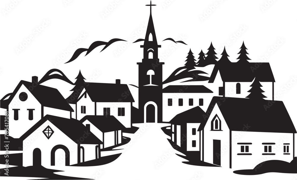Countryside Chronicles Illustrated Village Charm in Vector