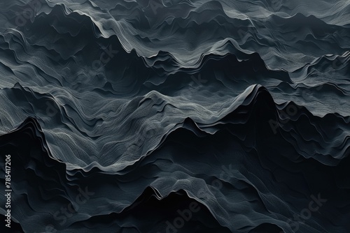 Abstract Displacement Wave Surface on Dark Planet Background - Conceptual 3D Art with Distorted Deformation and Texture Details photo
