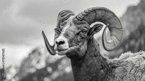 Bighorn Sheep in the Wilderness of National Parks - A Captivating Mountain Horn Image Filled with Nature and Wildlife photo