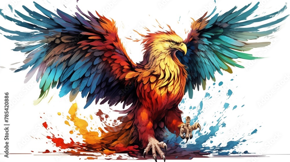 Colorful Abstract Illustration of the Griffin on a White Background Colorful Abstract Illustration of the Griffin on a White Background