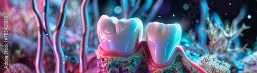 3D illustration of a tooth with a cavity photo