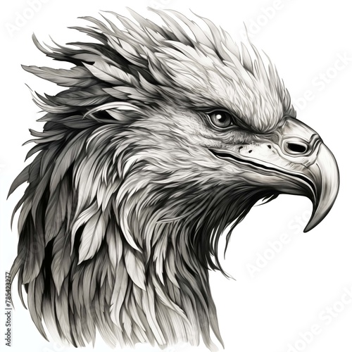 Black and White Headshot Illustration of the Griffin on a White Background
