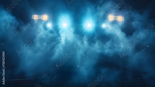 Stadium Lights Ignite Anticipation Before the Big Game. Concept Sports, Stadium, Lights, Anticipation, Game Day © Ян Заболотний