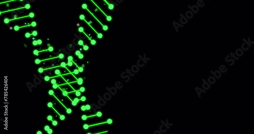 Image of dna strands with light spots on black background