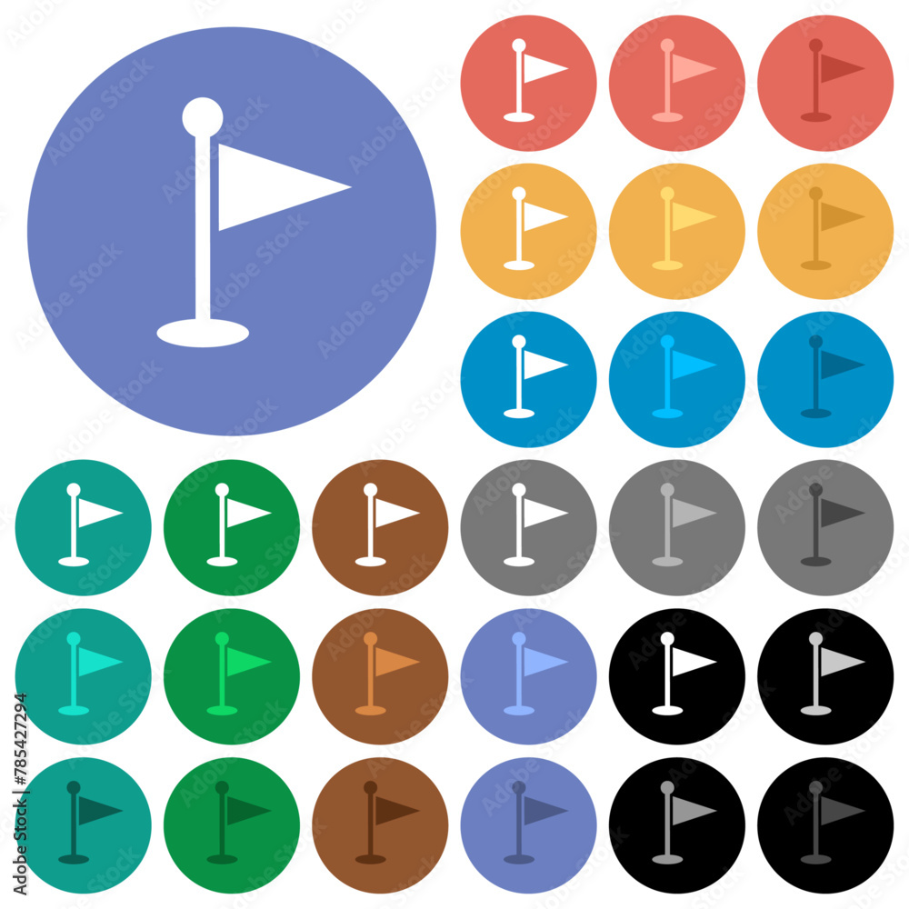 Golf flag solid round flat multi colored icons Golf flag solid round flat multi colored icons