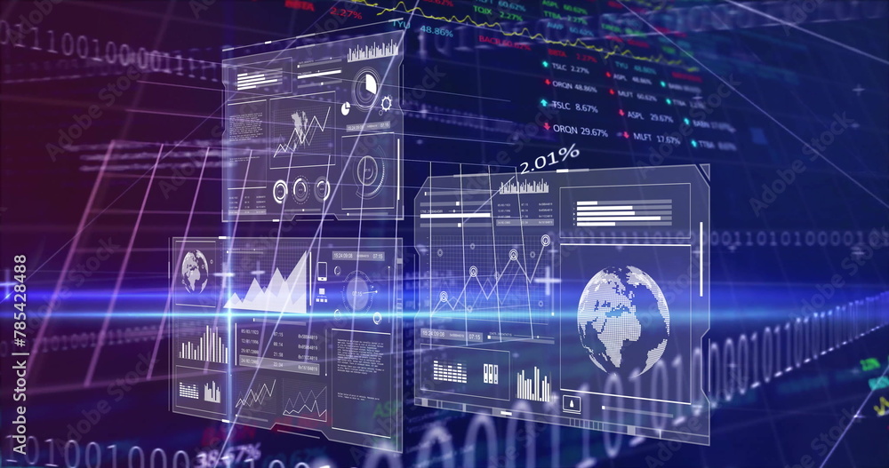 Image of statistics, binary coding and financial data processing over grid Image of statistics, binary coding and financial data processing over grid