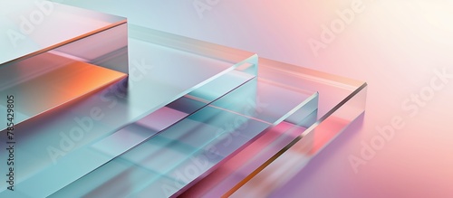 Abstract transparent geometric pattern in soft gradient colors, Background with transparent shapes and lines in pastel colors for presentation use, AI generated