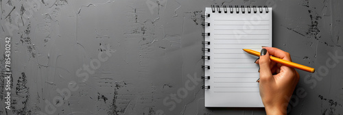 Brainstorming Business Ideas: Deep Focus and Determination with a Notepad and Grey Backdrop