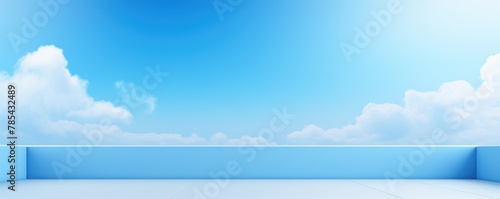 Sky Blue background, gradient sky blue wall, abstract banner, studio room. Background for product display with copy space photo