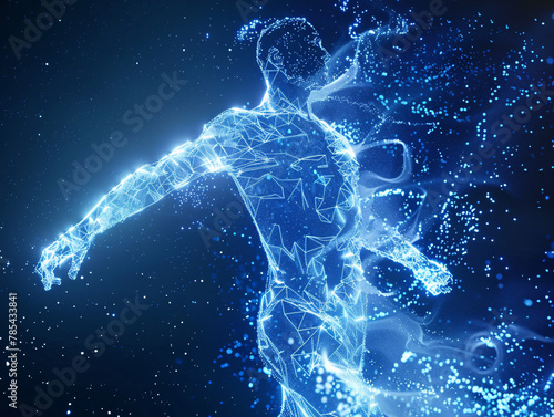 3D hologram particle effect moving portrait abstract background 