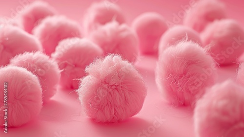 A close up of pink pom poms
