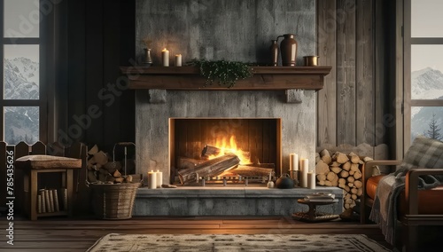 Rustic Elegance: Inviting Atmosphere of a Stonewall Fireplace for Cozy Evenings