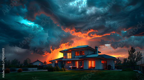 smart house in stormy weathers architecture thunderstorm