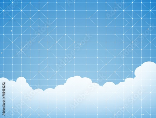 Sky Blueprint background vector illustration with grid in the style of white color  flat design  high resolution photography