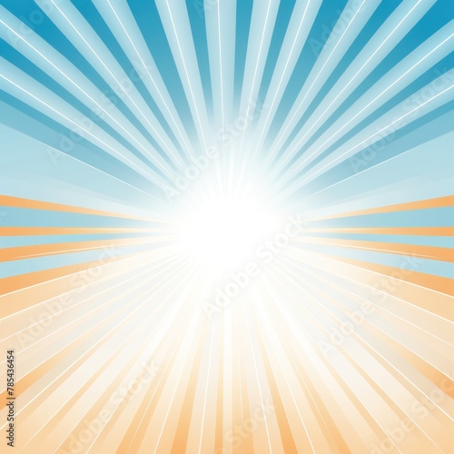 Sun rays background with gradient color, blue and beige, vector illustration